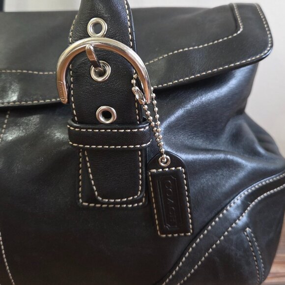Vintage Coach Hampton Soho Black Leather Tote Bag Purse Satchel - Picture 4 of 15